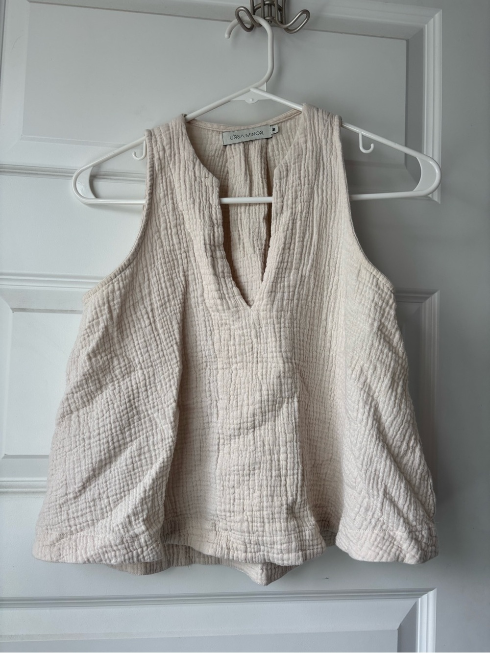 Ulla Johnson Cream Textured V-Neck Tank Top